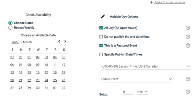 Selecting Date and Time Screenshot